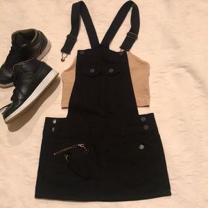 New black jean skirt overalls